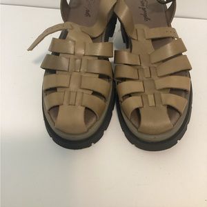 Free People Delaney Fisherman Tan Platform Sandals Sz 10 UK 41